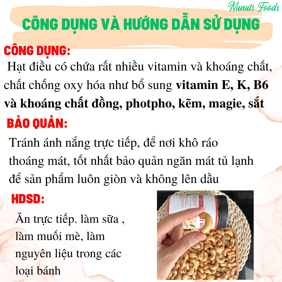 Hạt điều còn vỏ size đại Nunuts Foods ( hạt mới, loại 1, ngọt nhân)