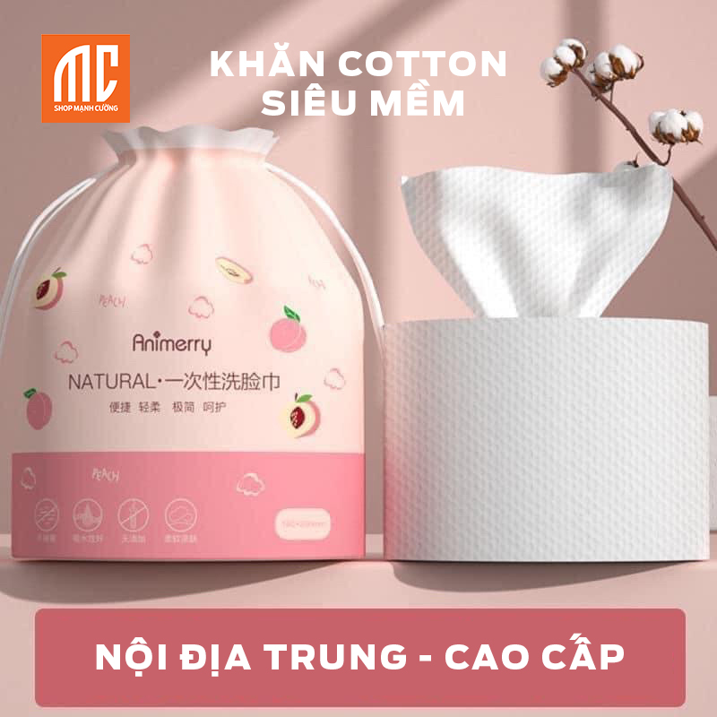 Chân để giấy nhỏ kèm khăn khô cotton lau mặt đa năng tẩy trang vải không dệt dùng Animerry loại tốt