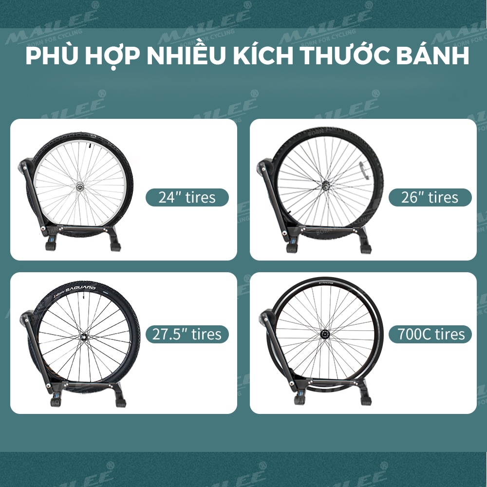 Khung Đỗ Chèn Bánh Xe Đạp Gấp gọn hỗ trợ kẹp dựng bánh xe đứng phù hợp nhiều kích thước bánh xe Mai Lee