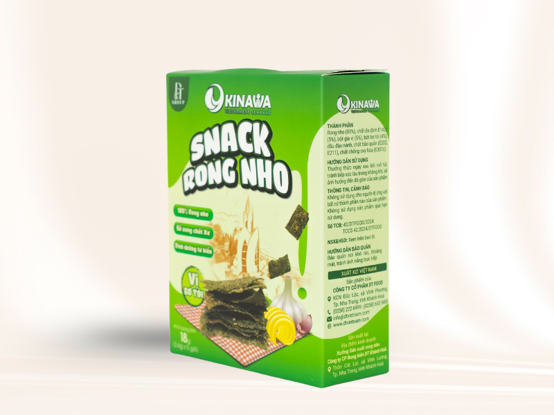 Snack rong nho dinh dưỡng Okinawa - Vị bơ tỏi - Hộp 18gr