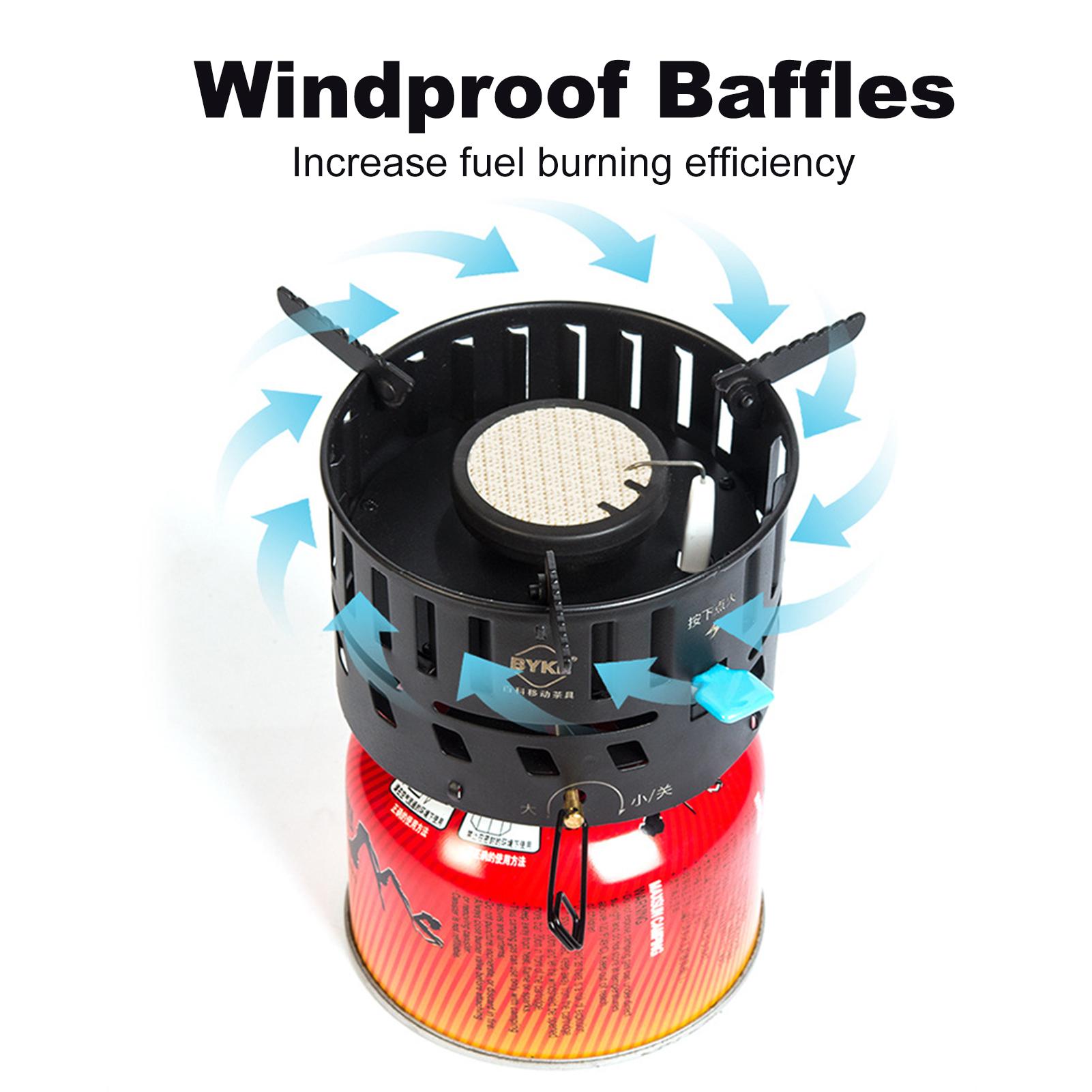 Outdoor Portable Windproof Camping Stove Piezo Ignition Gas Burner with 0.8L Water Kettle Tea Pot for Camping Hiking