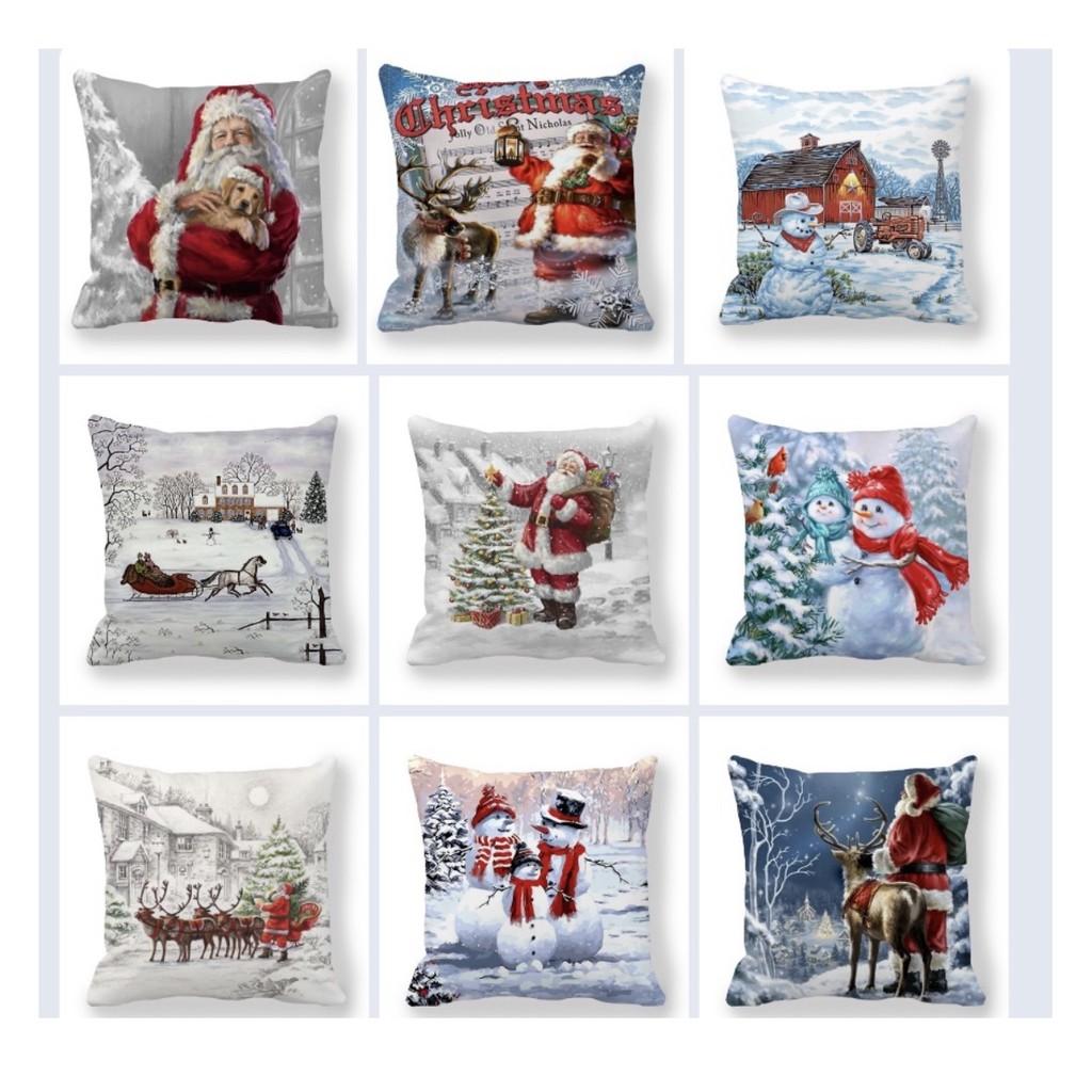 Gối Tựa Lưng Sofa VẢI COTTON HỌA TIẾT NOEL SBK132