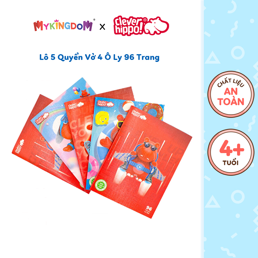 Lô 5 Quyển Vở 4 Ô Ly 96 Trang Clever Hippo CLEVERHIPPO V019605