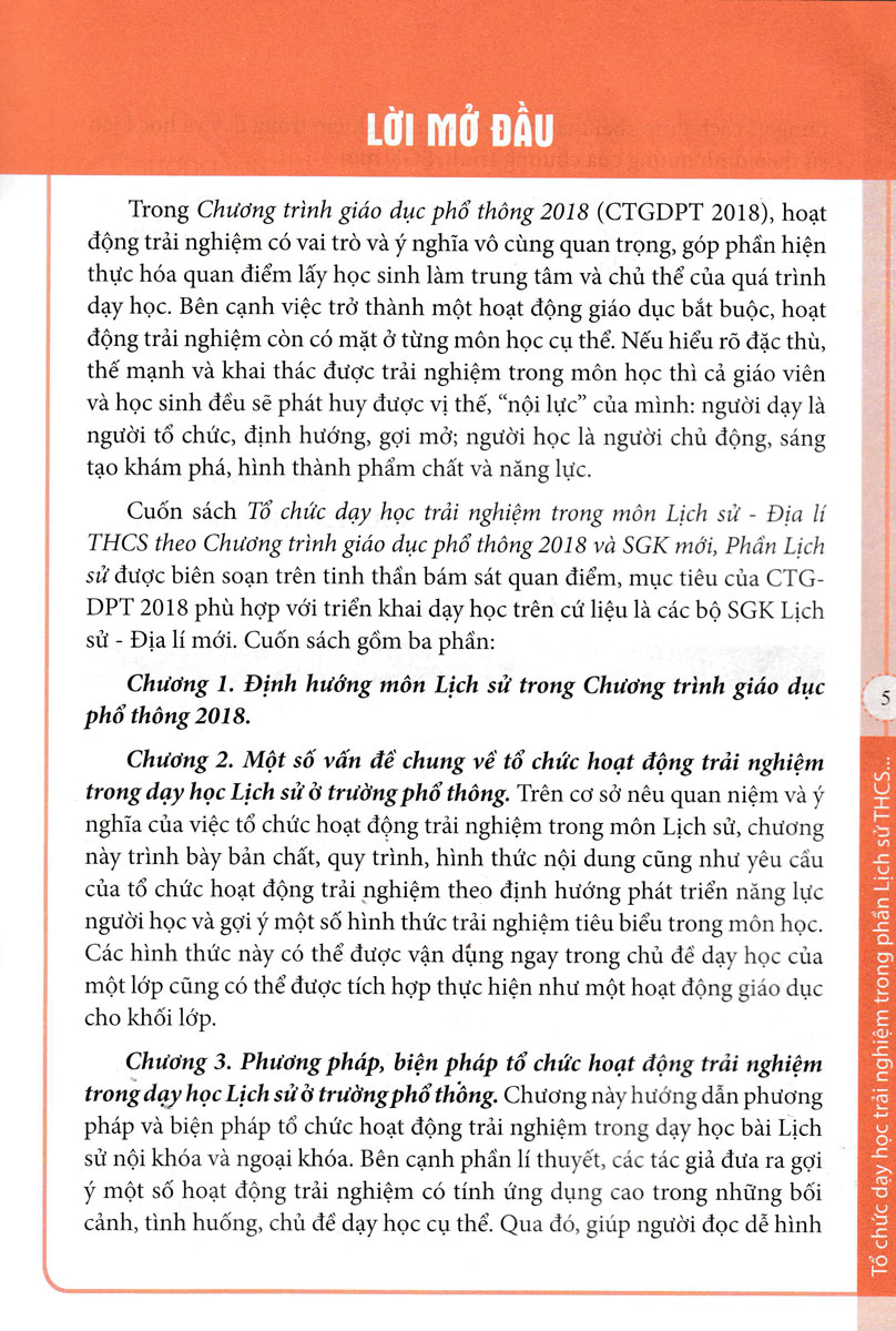 Tổ Chức Dạy Học Trải Nghiệm Trong Môn Lịch Sử Và Địa Lí THCS - Phần Lịch Sử (Theo Chương Trình GDPT 2018 Và SGK Mới)