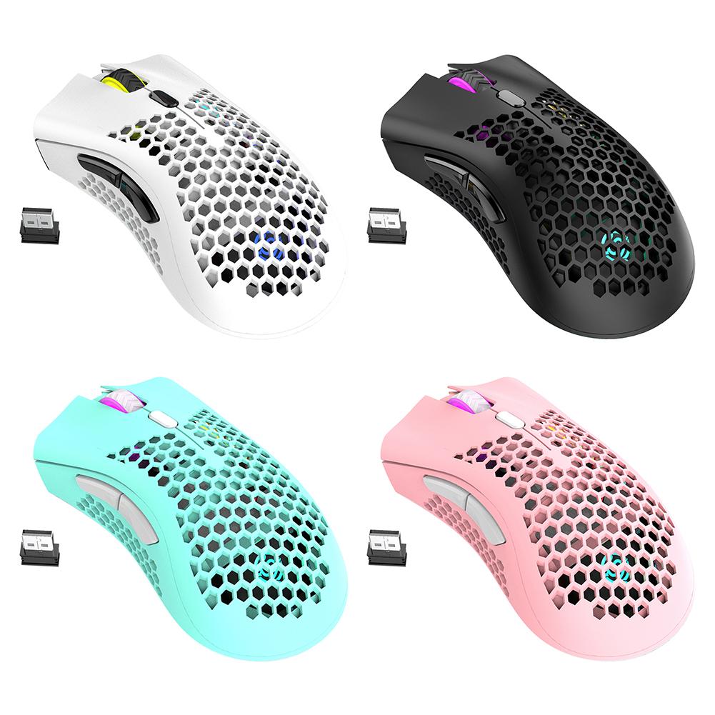 BM600 Rỗng Tổ Ong Game Thủ Chuột USB 2.4GHz Không Dây Màu RGB 7 Phím/800/1200/1600 DPI Sạc Chuột
