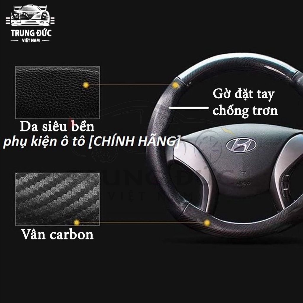 Bao Da Vọc Vô Lăng Cacbon TRUNGDUCVN BDVL-CB size 38cm Bảo Vệ Tay Lái Khỏi Những Vết Trầy Xước - Hàng Chính Hãng
