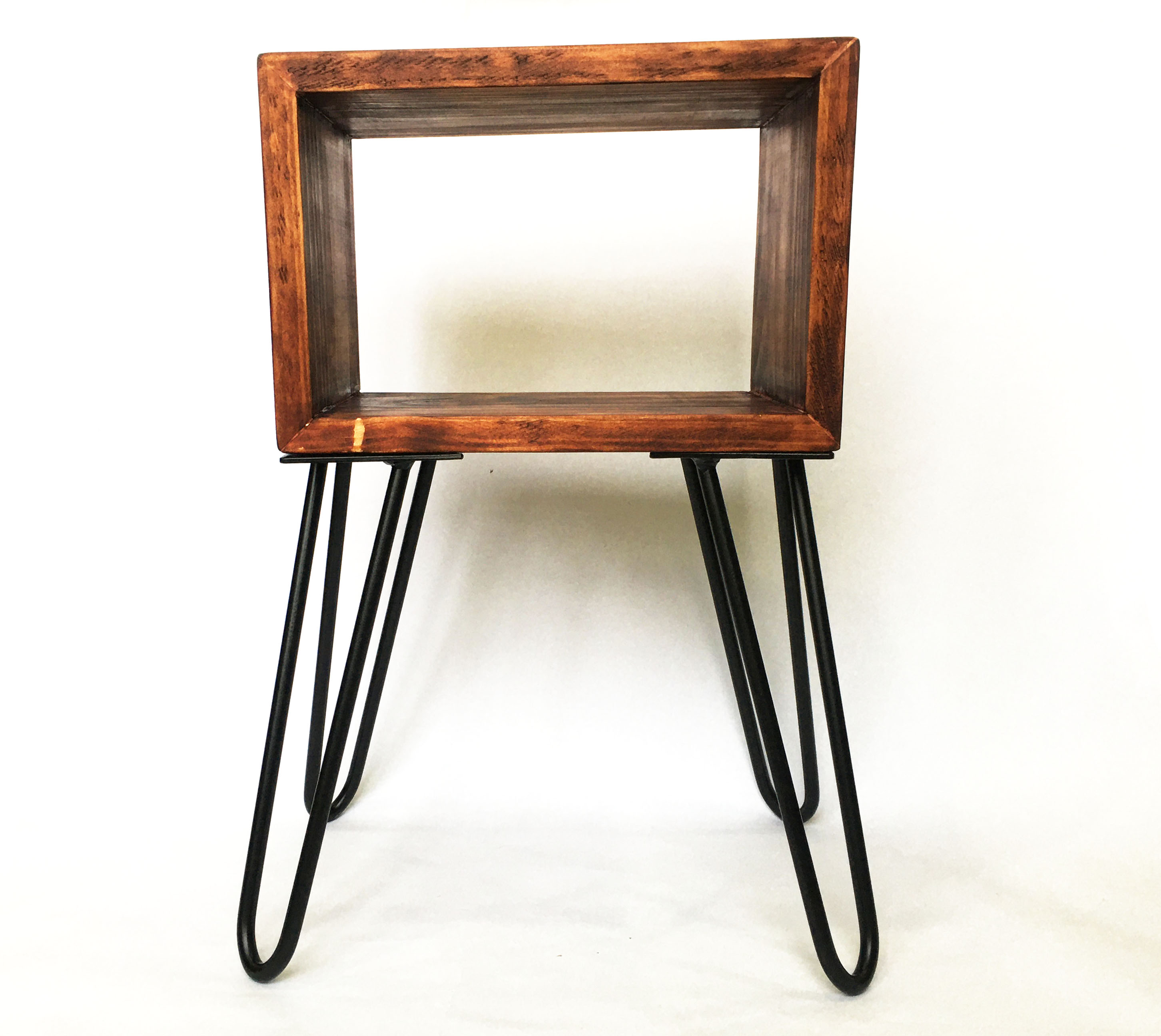 Bàn gỗ thông D30xR20xC50cm, 4 chân sắt làm bàn kê đầu giường decor bàn trà