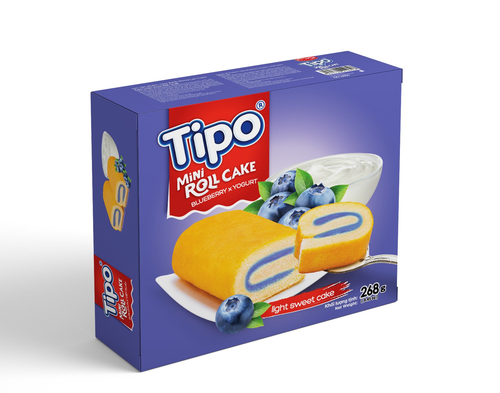 TIPO BÁNH BÔNG LAN CUỘN KEM SỮA CHUA VIỆT QUẤT 268G