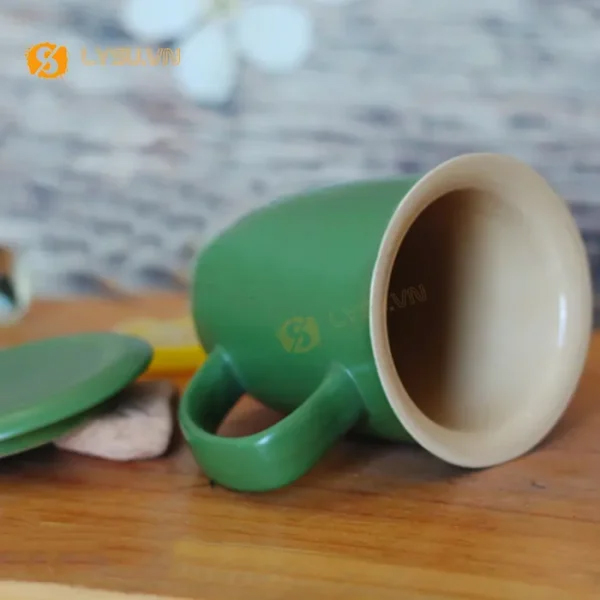 LY SỨ BẦU MEN NHÁM CÓ NẮP IN LOGO