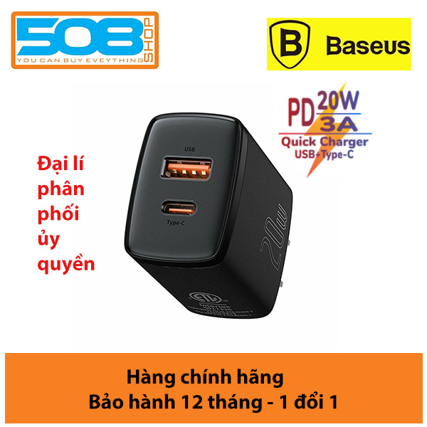 Cốc sạc nhanh Baseus Dual Quick Charger 20W – Hàng chính hãng