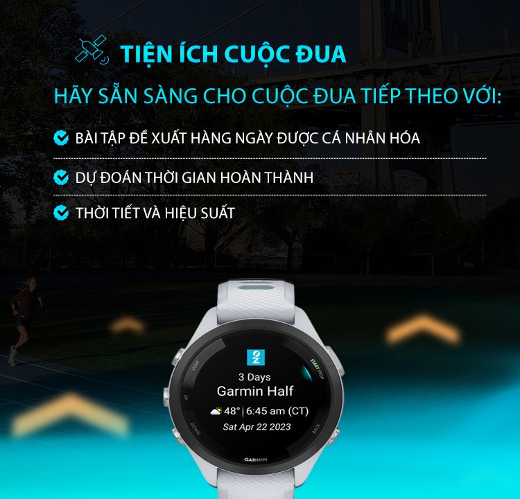 Đồng hồ Garmin Forerunner 265S_Mới, hàng chính hãng - Black Bezel and Case with Black/Amp Yellow Silicone Band