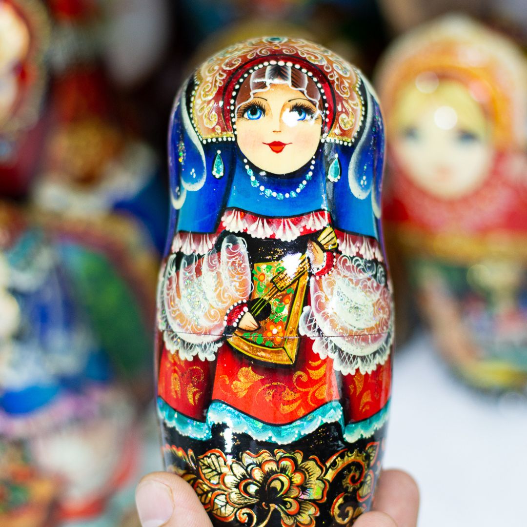 BỘ BÚP BÊ NGA MATRYOSHKA 5 LỚP 20CM CAO CẤP HOA VĂN "CÔNG CHÚA ÔM SAMOVAR" CỰC ĐẸP, TINH TẾ VÀ SANG TRỌNG