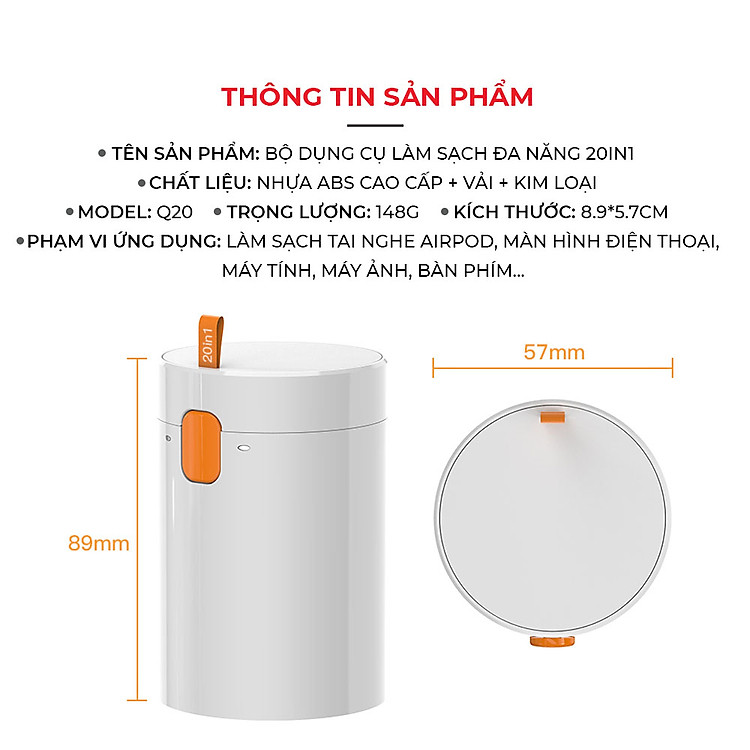 Bộ Dụng Cụ Làm Sạch Bàn Phím Và Tai Nghe Bluetooth Q20 20 Trong 1 Vệ Sinh Siêu Sạch Hàng Nhập Khẩu