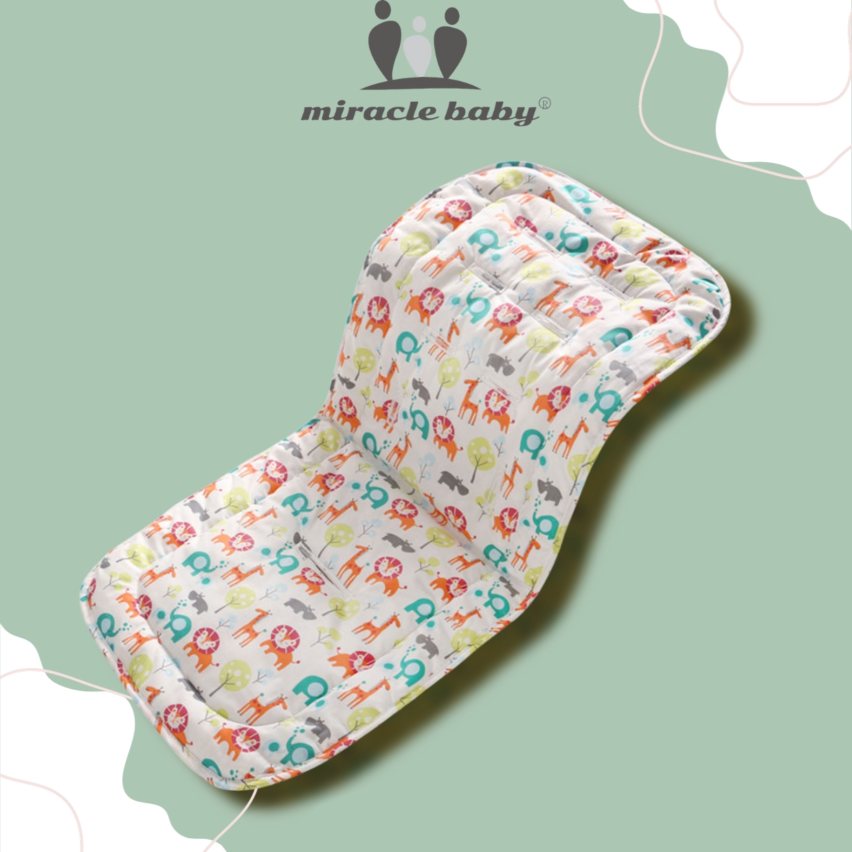 Tấm lót xe đẩy Miraclebaby cho bé cotton mềm mại, thoáng khí, phong cách dễ thương