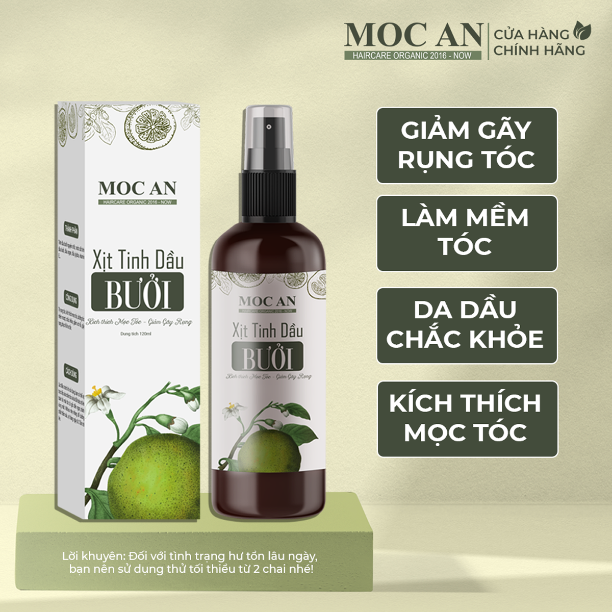 Xịt Tinh Dầu Vỏ Bưởi Xanh 120ml Dưỡng Tóc Mộc Ân Haircare