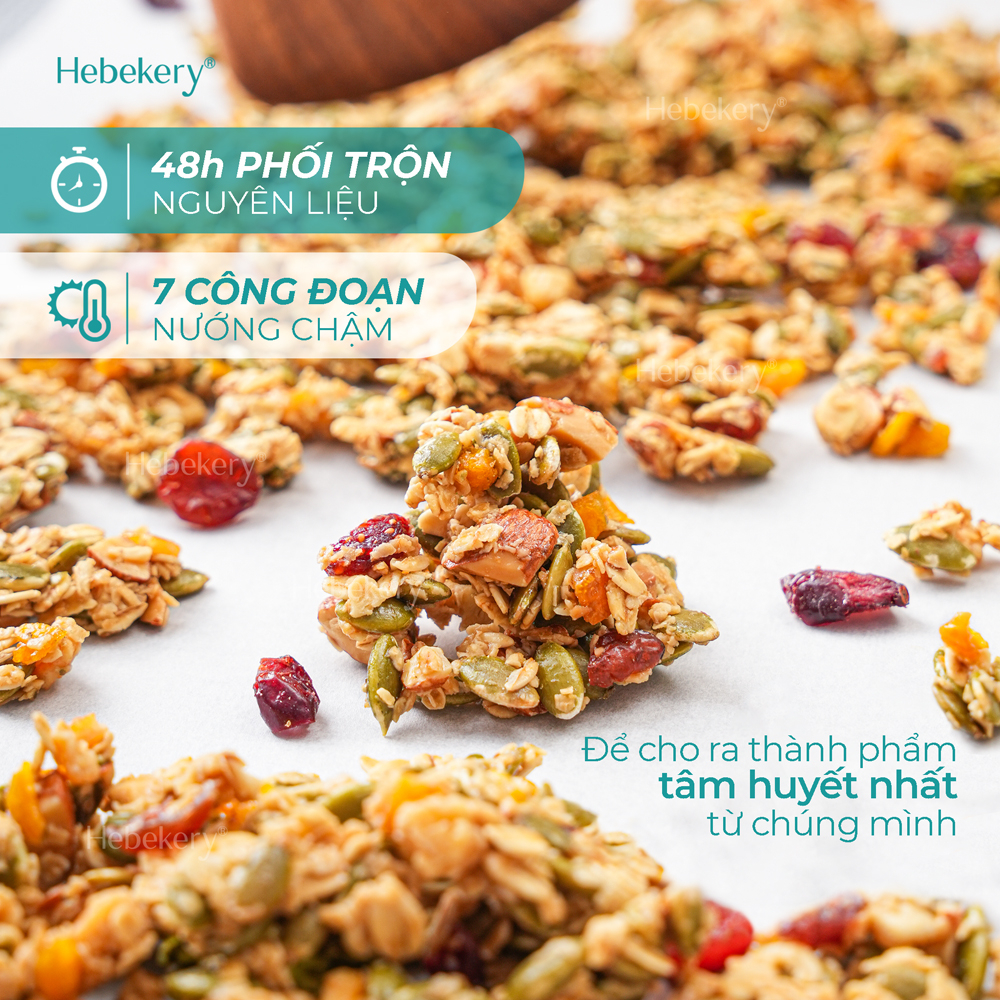 Granola Low Calories Siêu Giòn 5 Vị - Ngũ Cốc Dinh Dưỡng Ít Calo Ăn Kiêng Lành Mạnh Tự Nhiên Hebekery by Hebe