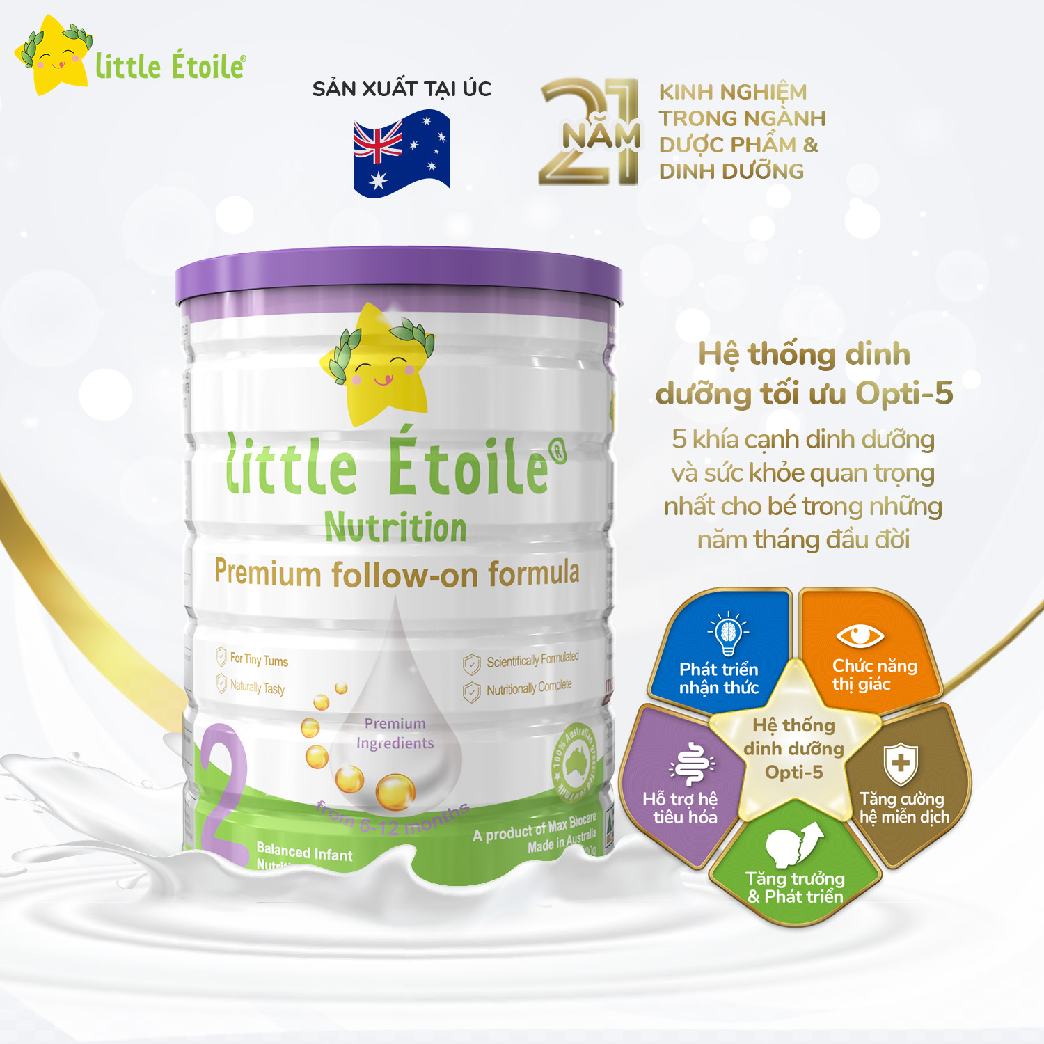 Combo 3 lon Sữa bột ngôi sao nhỏ Little Étoile số 2 800g dành cho bé 6 - 12 tháng