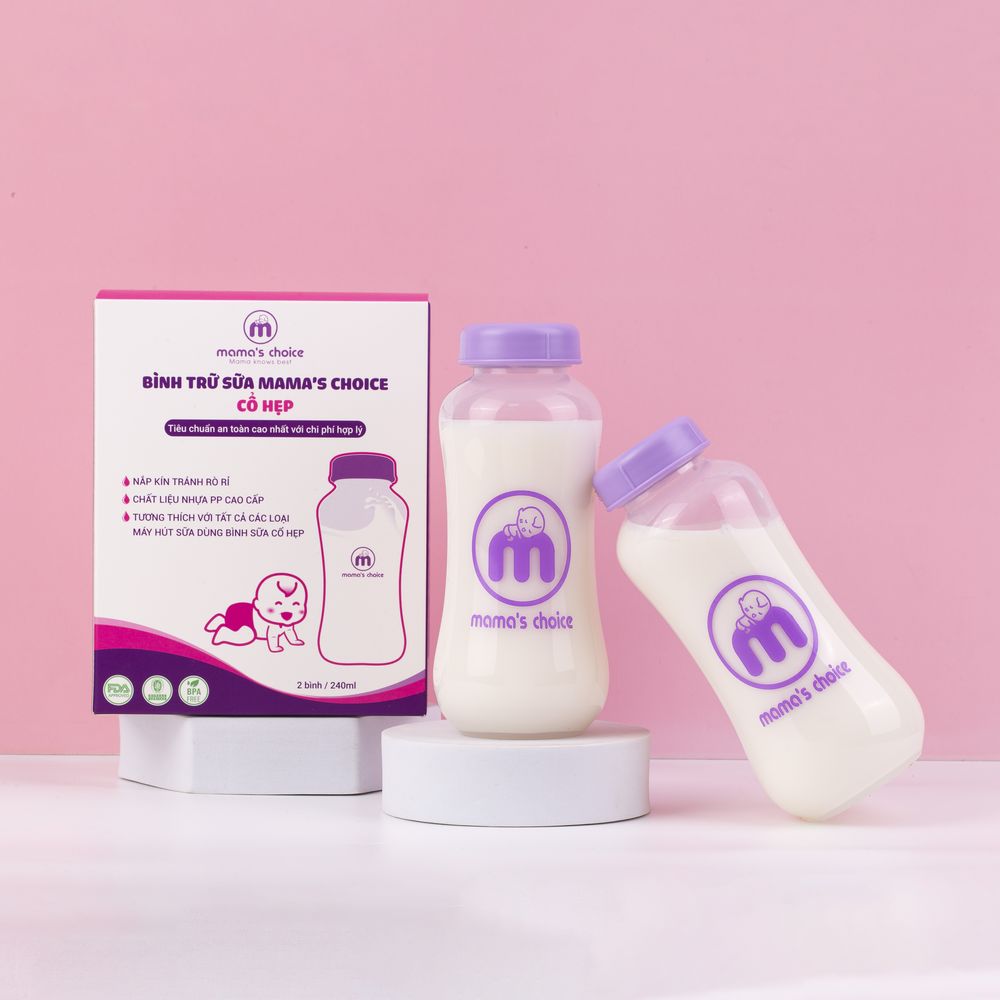 Bình Trữ Sữa Cổ Hẹp Tương Thích Máy Hút Sữa Medela, Unimom, Ameda ,Bình Đựng Sữa Mama's Choice Dung Tích 150ml - 240ml