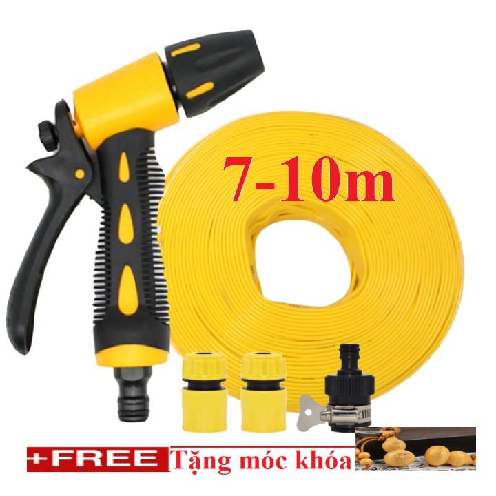 Bộ dây vòi xịt nước rửa xe, tưới cây . tăng áp 3 lần, loại 7m, 10m 206319 cút sập+ tặng móc khoá