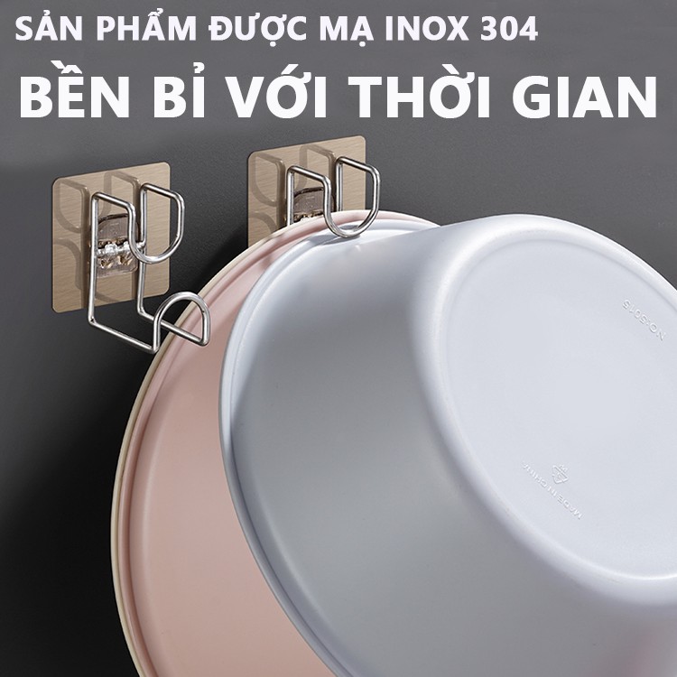 Móc dán tường INOX không gỉ loại cực tốt, móc dán nhà tắm chịu lực 20kg