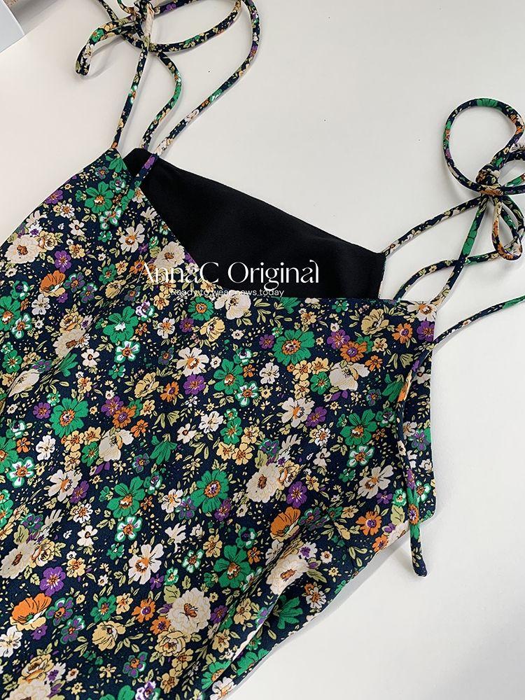 TOBE1SHOP 2023 Mùa hè Hàn Quốc cổ điển sling váy hoa mảnh đầm thiết kế phụ nữ nhỏ v cổ khí chất một từ váy ngắn