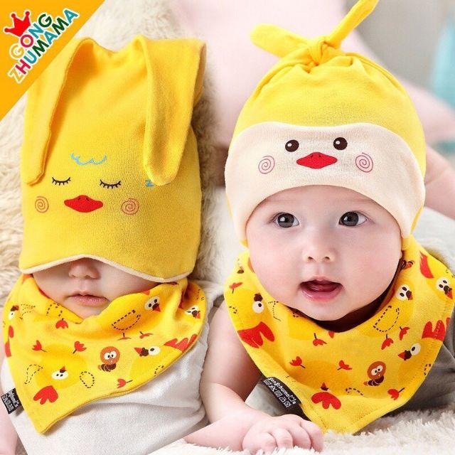 Combo 10 mũ kiêm yếm trẻ em