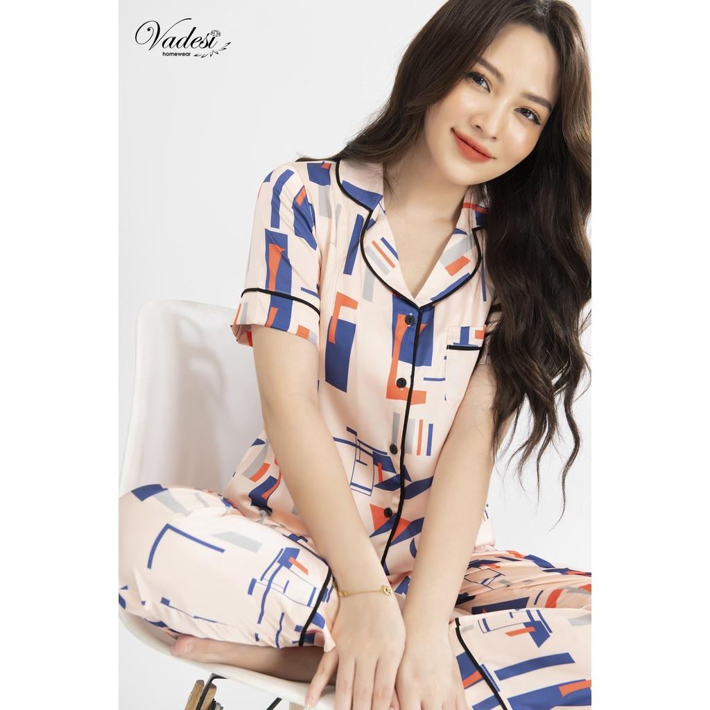 Đồ Bộ Ngủ Pijama Nữ Quần Dài Tay Ngắn Lụa Cao Cấp Mặc Nhà Đẹp Mềm Mịn Thấm Hút Thoáng Mát – VADESI