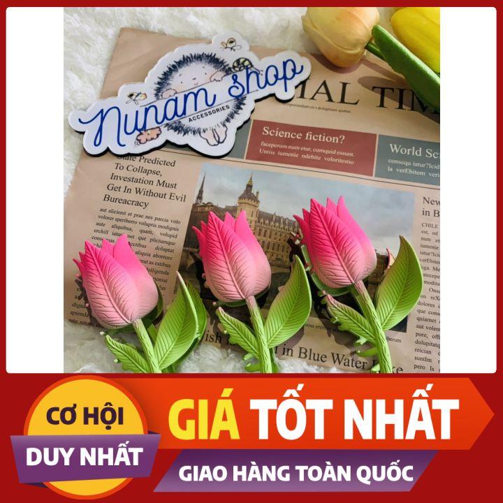 Kẹp gấp kim loại hoa tulip size to màu pastel xinh xắn-Nunam shop