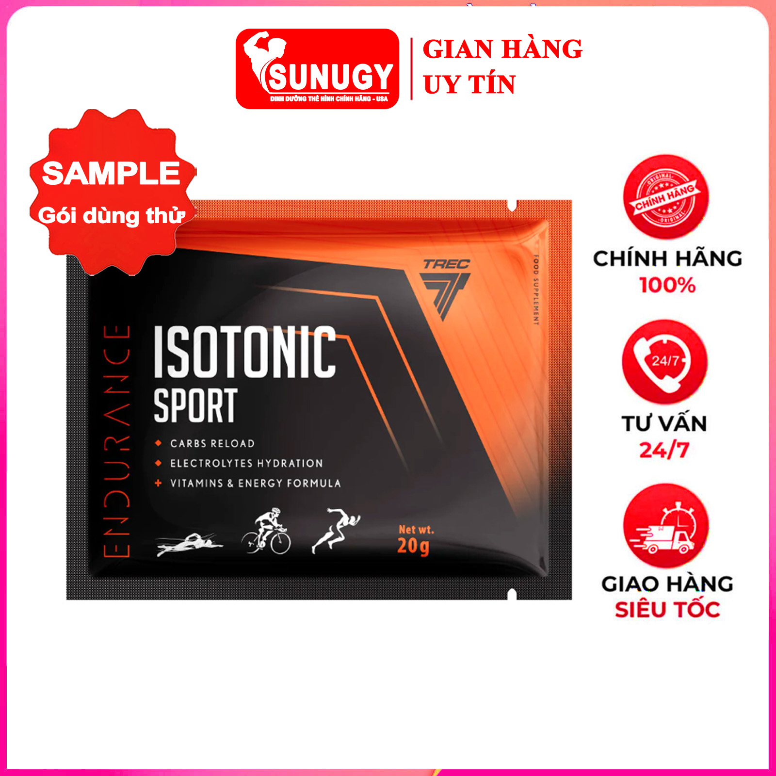 Isotonic Sport tăng sức bền của Trec bổ sung năng lượng, giảm mệt mỏi, cân bằng nước và điện giải &amp; bình shaker 600ml (mẫu ngẫu nhiên)