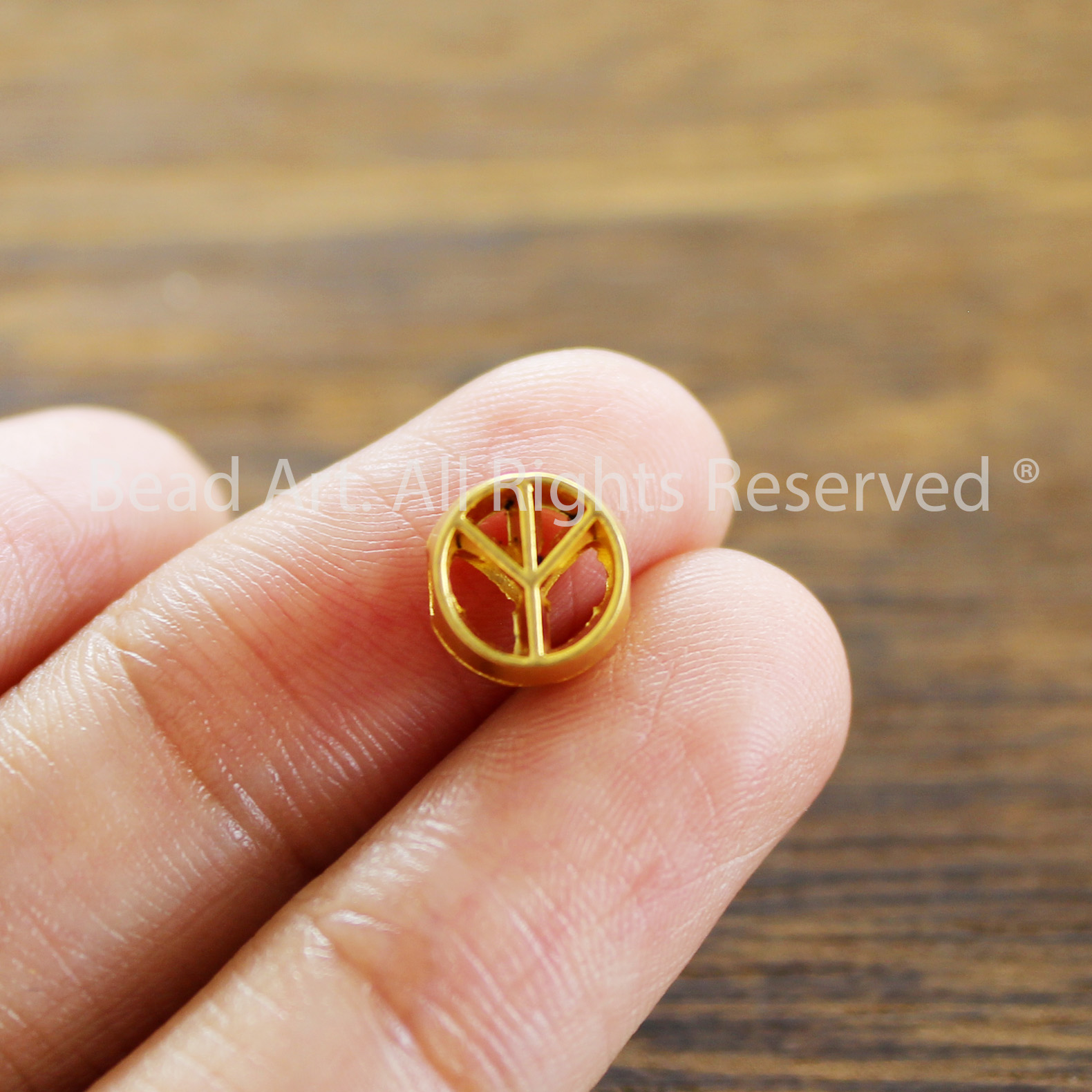 8MM Charm Biểu Tượng Hòa Bình Mạ Vàng 24K Thủ Công Thổ Nhĩ Kỳ, Phối Vòng Tay Phong Thuỷ, Chuỗi Hạt - Bead Art