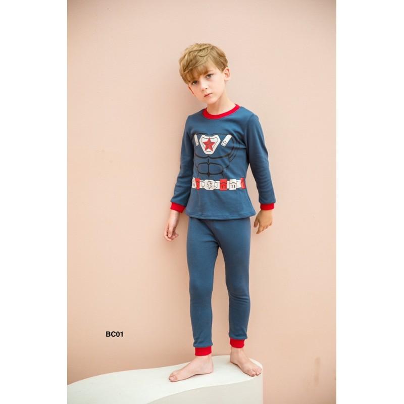 Quần áo trẻ em Bộ đồ ngủ thu đông  cho bé trai Đội trưởng mỹ BC01