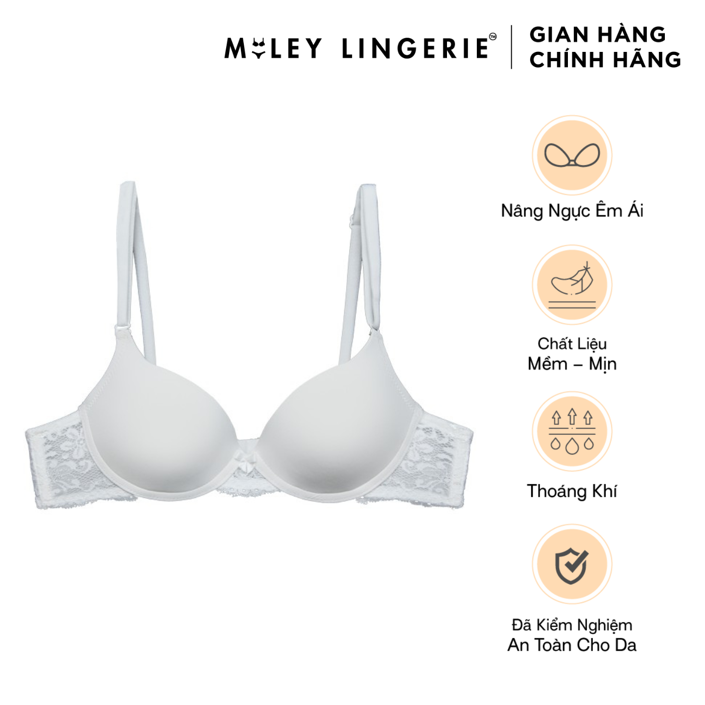 Áo Ngực Nữ Có Gọng Mút Vừa Miley Lingerie - Màu trắng BRM02002