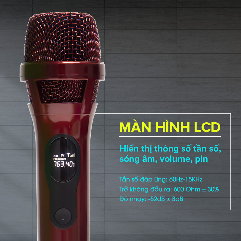 Trọn Bộ 2 Micro Karaoke Không Dây Tần Số VHF Kết Nối Với Loa Kéo, Amply Qua Đầu Thu Mini, Tay Mic Bằng Hợp Kim Chống Rơi Vỡ - Chính Hãng