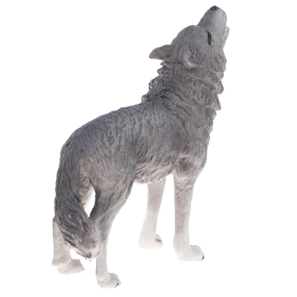 4 Pieces Plastic Animal Model Figurines For Kids Gift Home Decor Gray Wolf
