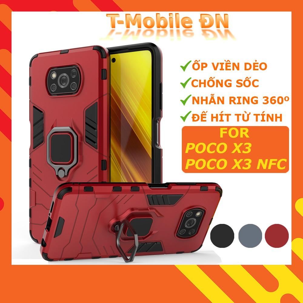 Ốp lưng cho Xiaomi Poco X3 NFC X3 Pro iron man chống sốc kèm nhẫn xoay chống xem video bảo vệ camera