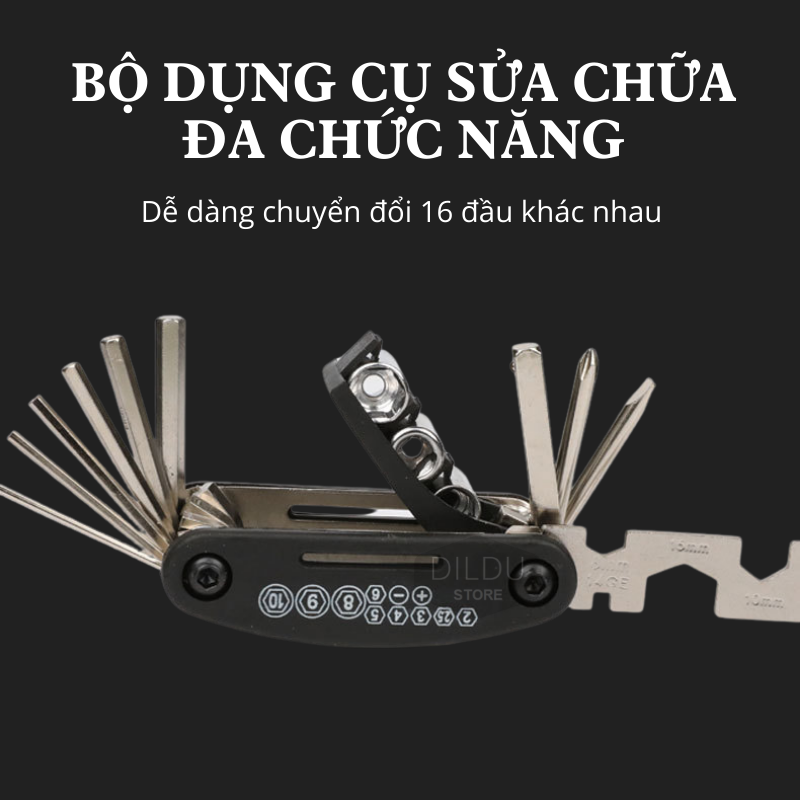 Dụng Cụ Sửa Xe Đạp 16 trong 1 - Bộ Tua Vít Đa Năng Mini - Cờ Lê Đa Năng/ Tô Vít Đa Năng - Phụ Kiện Xe Đạp - Hàng Chính Hãng