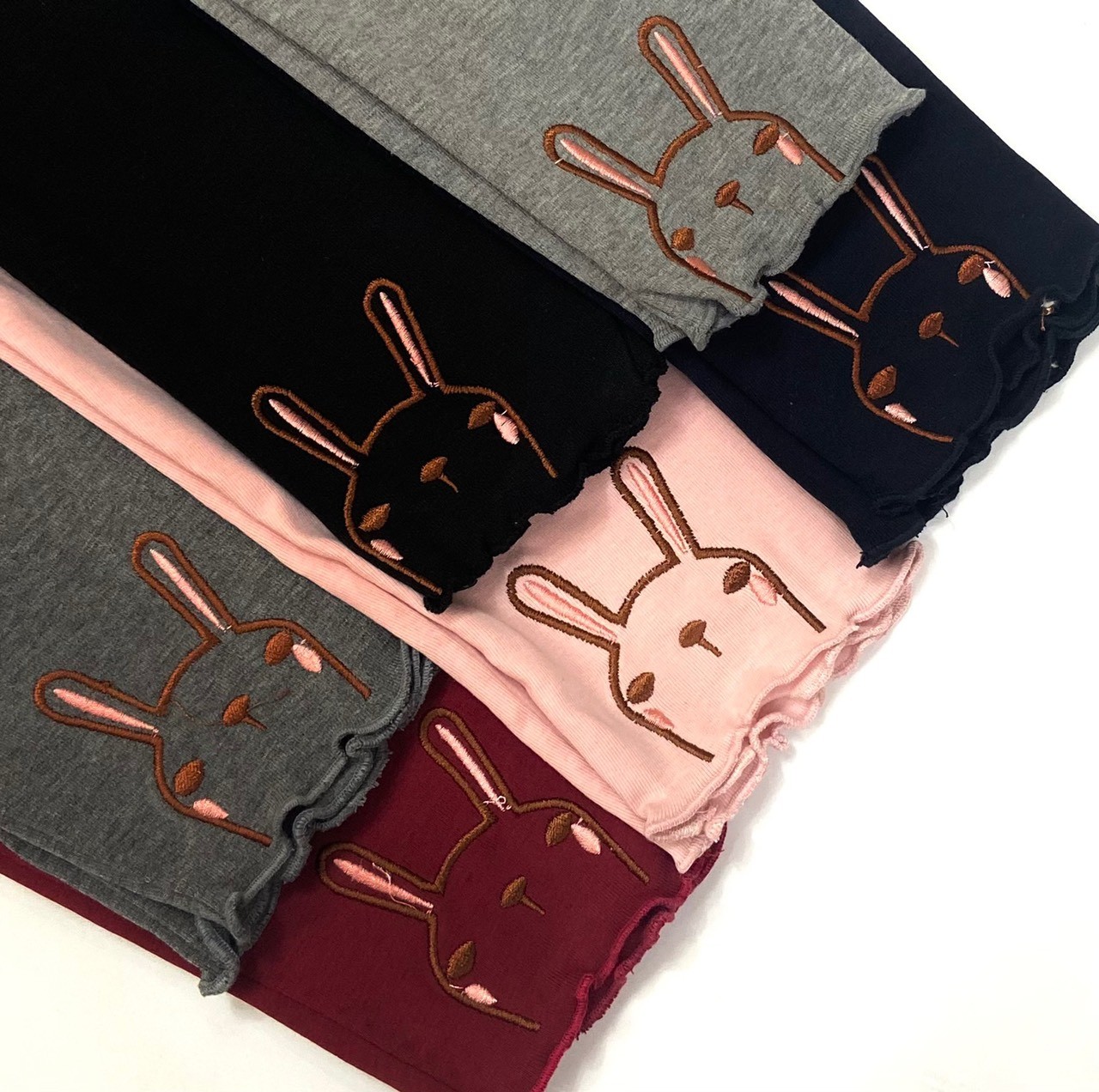 Quần legging bé gái 2-10 tuổi vải cotton co giãn tốt, quần dài cho bé thêu thỏ dáng đẹp không bai xù