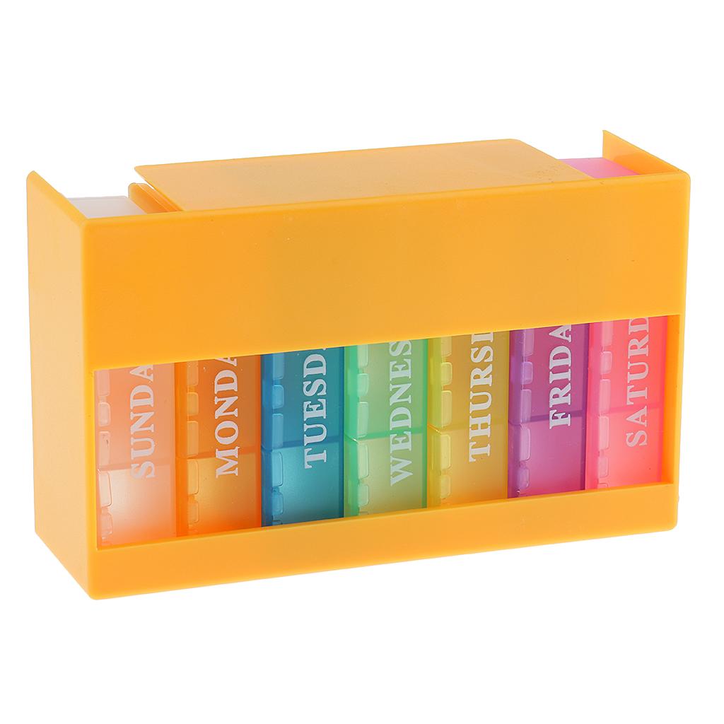 Portable 7 Day Weekly Pill Box Medicine Storage Tablet Organizer Case Yellow