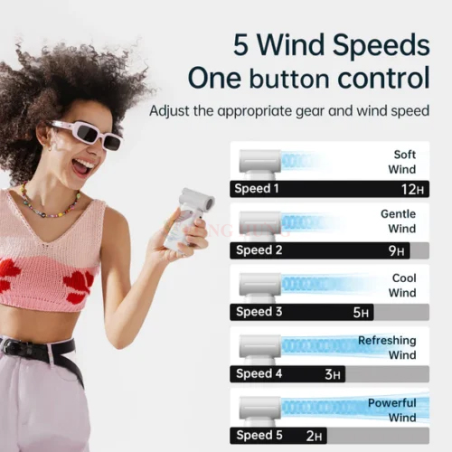 Quạt mini tích điện cầm tay Jisulife Handheld Fan Life9 5000mAh - Hàng chính hãng