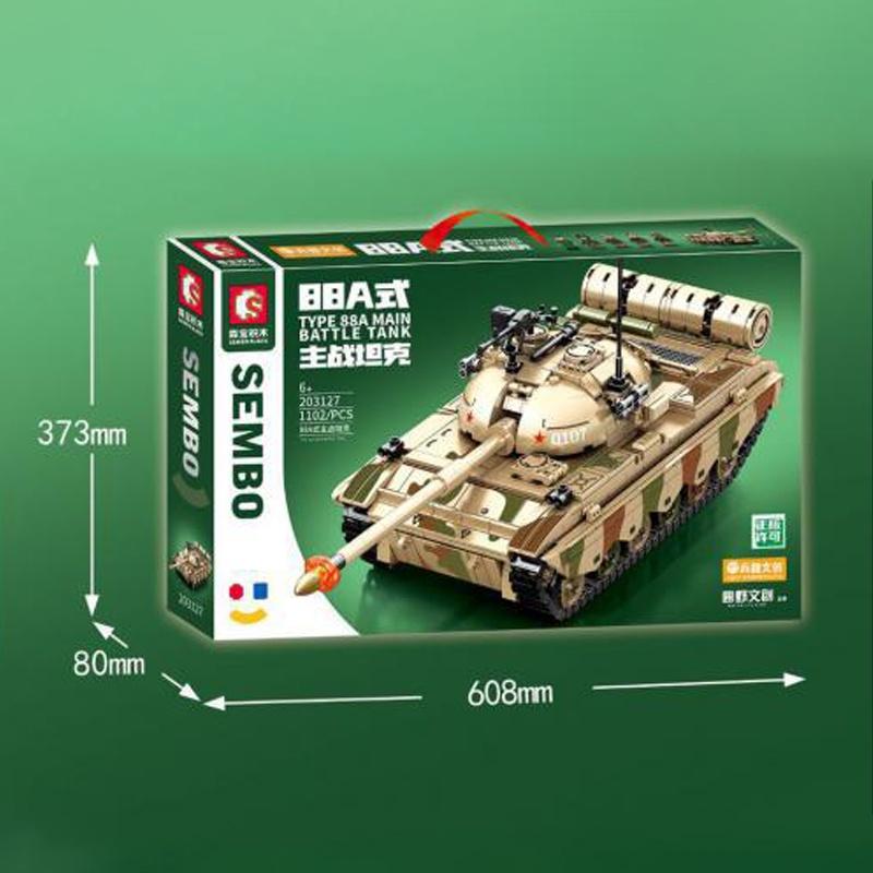 Đồ chơi Lắp ráp Xe Tăng chiến đấu 88A, Sembo Block 203127 Main Battle Tank, Xếp hình thông minh, Mô hình Xe Tăng