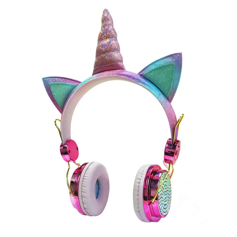 Dễ Thương Kỳ Lân Có Dây Tai Nghe Có Micro Bé Gái Daugther Nhạc Stereo Tai Nghe Máy Tính Di Động Điện Thoại Game Thủ Tai Nghe Trẻ Em Quà Tặng