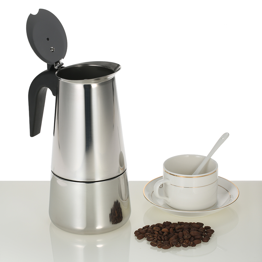 Bình pha cà phê espresso 450ml bằng thép không gỉ, để trên bếp từ