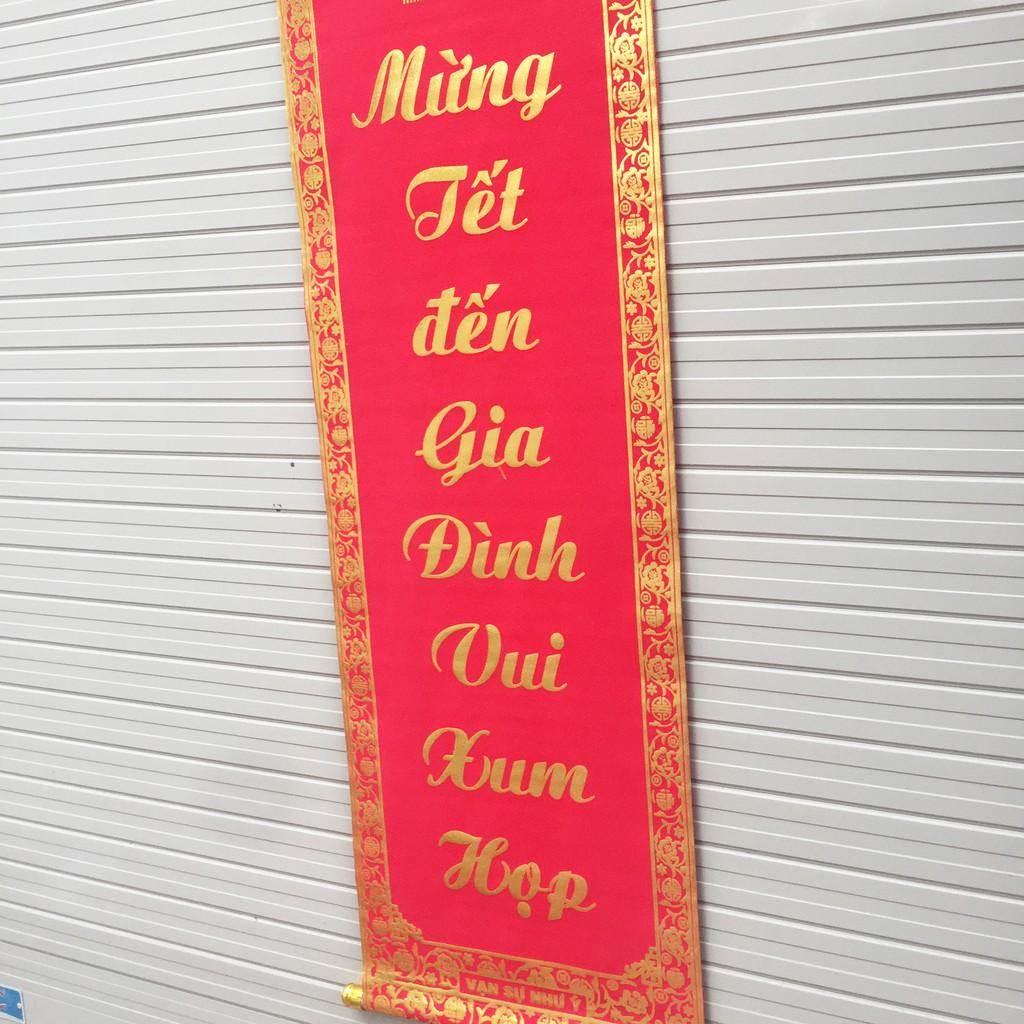 Bộ đôi câu đối đỏ chữ vàng dài 1m trang trí Tết