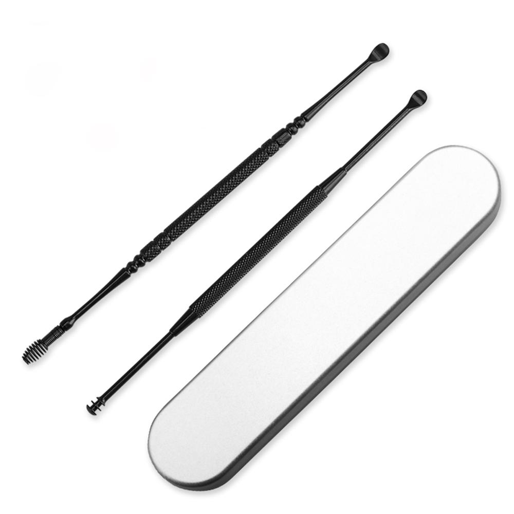 Dụng cụ ngoáy tay thiế kế 2 đầu đa chức năng,Thìa ngoáy tai 360 xoắn ốc,bằng thép không gỉ, trọng lượng nhẹ