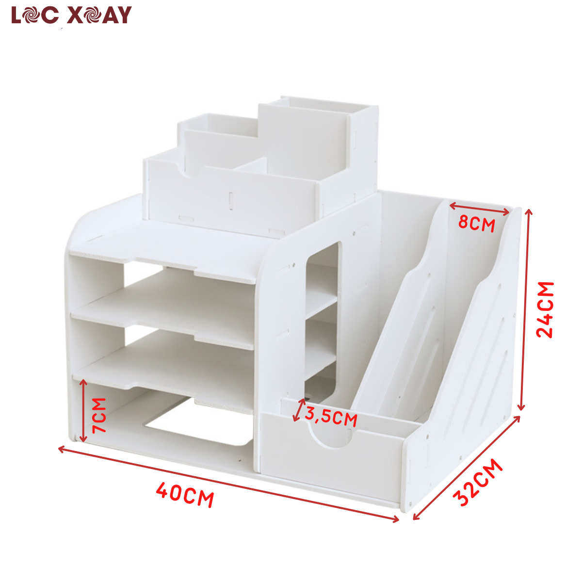 Kệ Tài Liệu Để Bàn Văn Phòng Gỗ Nhựa A5 Chống Nước, Giá Tài Liệu Để Bàn Văn Phòng Đa Năng Kích Thước 40cm*32cm*24cm An Toàn Thân Thiện Môi Trường_Lốc Xoáy