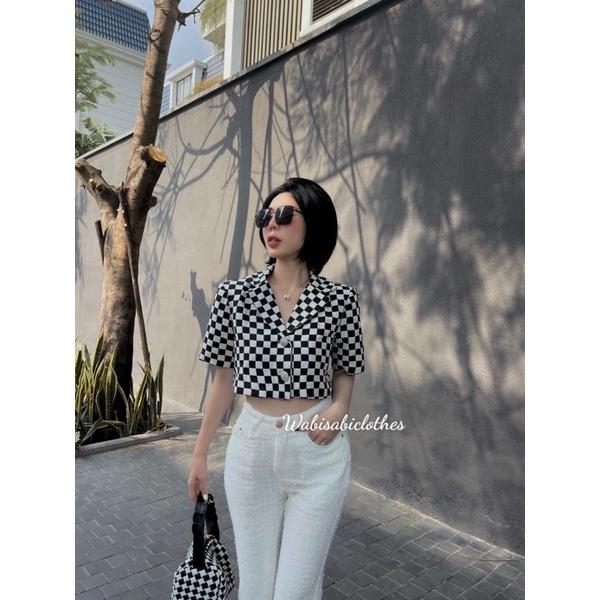 Áo sơmi croptop+ quần jean Wabisabi N1904