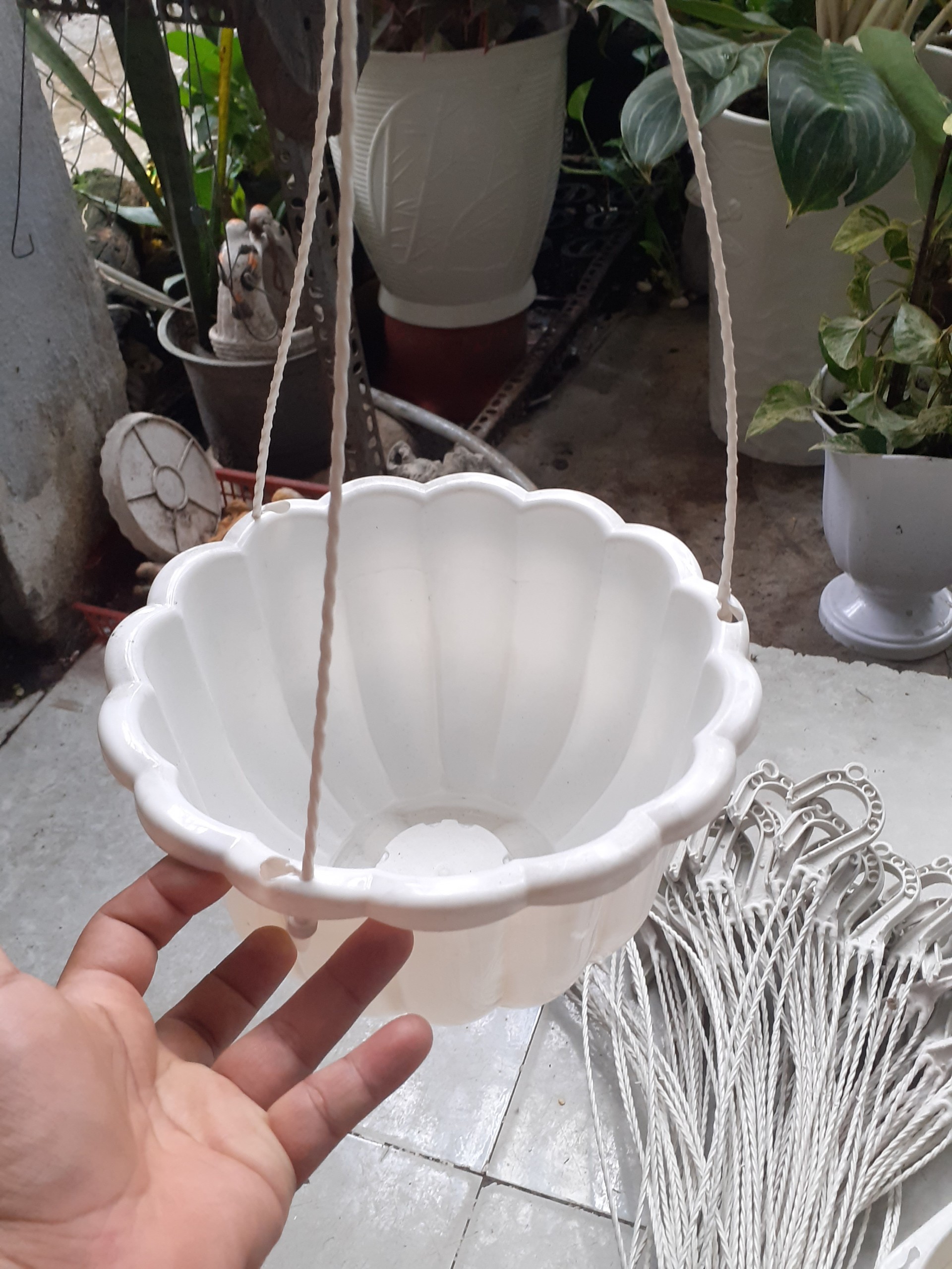Chậu mủ treo kèm móc.