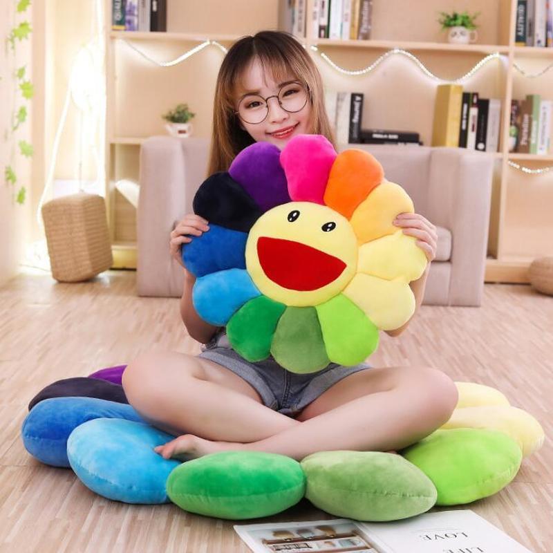 Kawaii 55Cm Hoa Hướng Dương Sang Trọng Gối Hoa Nhiều Màu Sắc Mềm Búp Bê Trẻ Em Sàn Cho Bé Thảm Chơi Trang Trí Nhà Gối Quà Tặng