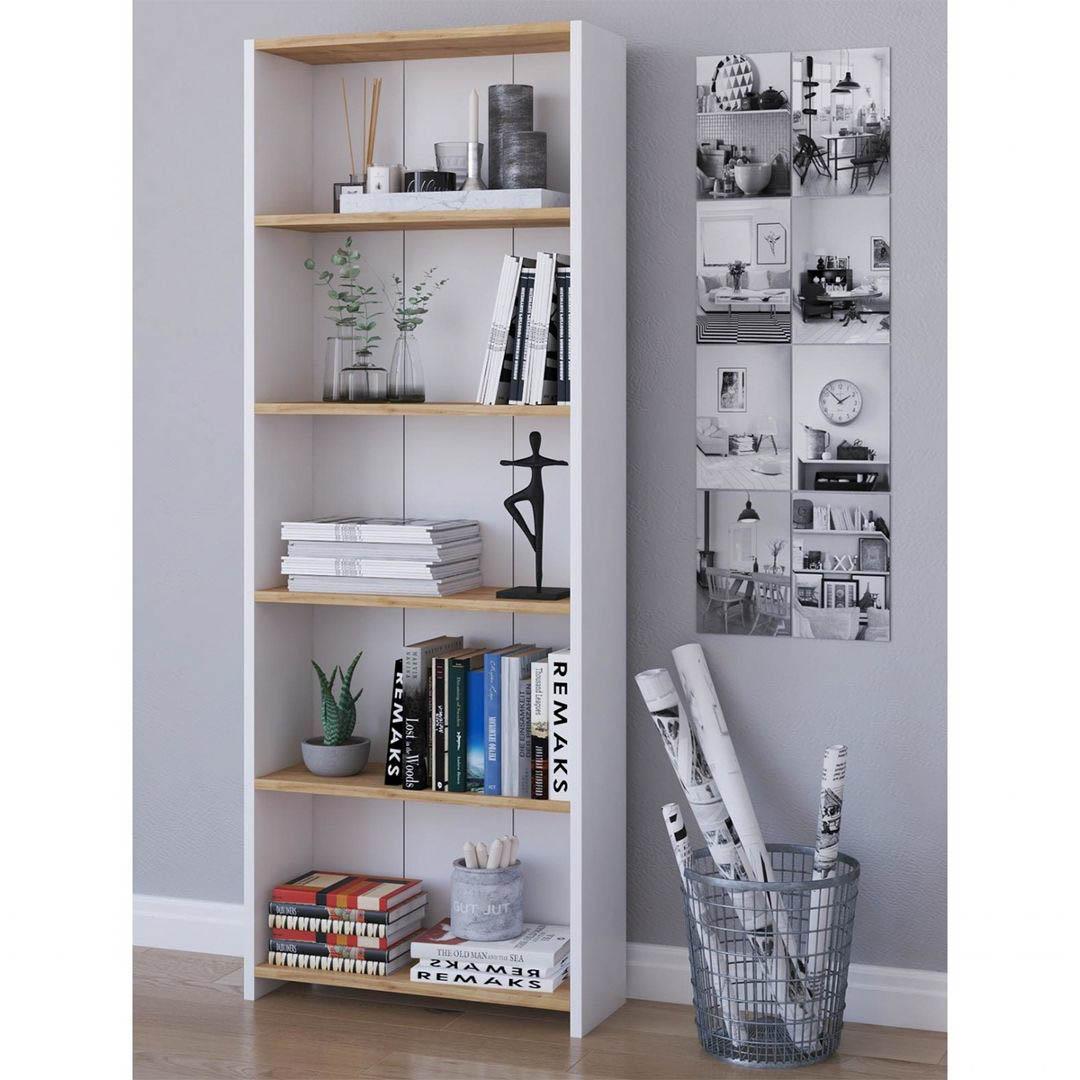 Kệ sách, kệ trang trí gỗ hiện đại SMLIFE Blom  | Gỗ MDF dày 17mm chống ẩm | D65xR22xC170cm