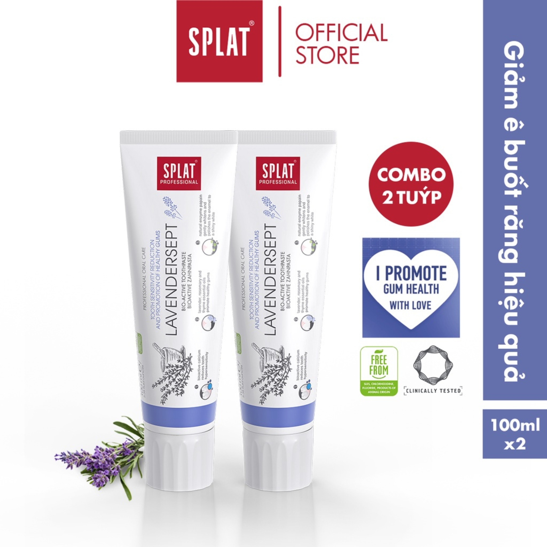 Kem Đánh Răng Giảm Ê Buốt SPLAT Lavendersept Professional Giúp Nướu Khỏe Mạnh, Làm Trắng Và Giảm Ê Buốt Răng 100ml